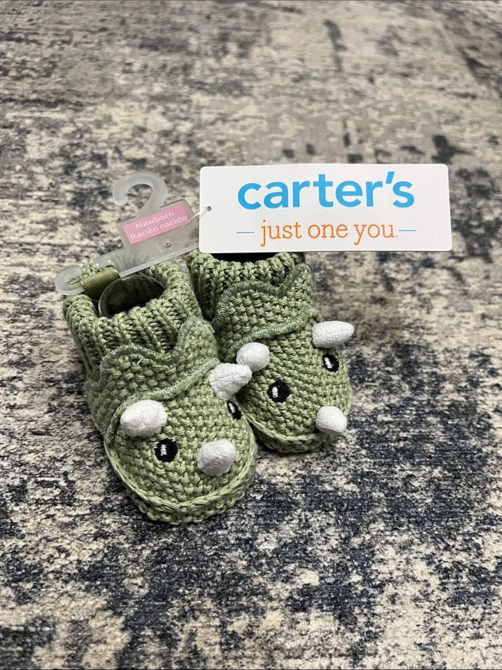 Carter's Green Knit Dinosaur Booties